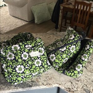 Vera Bradley Floral Travel Bag Set - Green and Blue